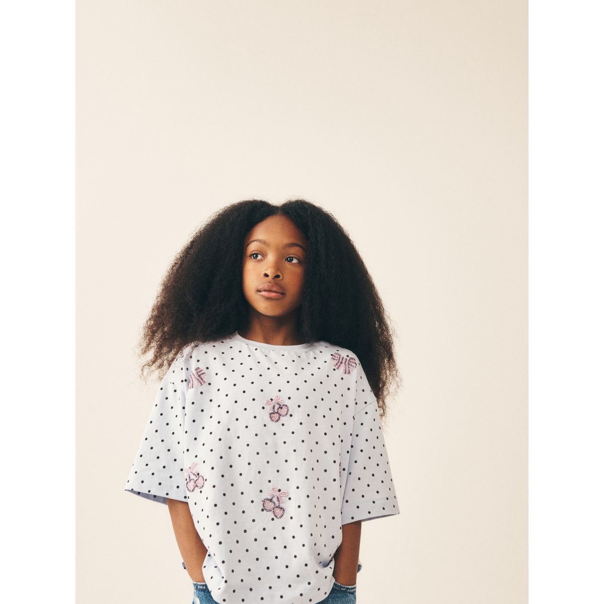 T-shirt orné de perles bleu, NEXT