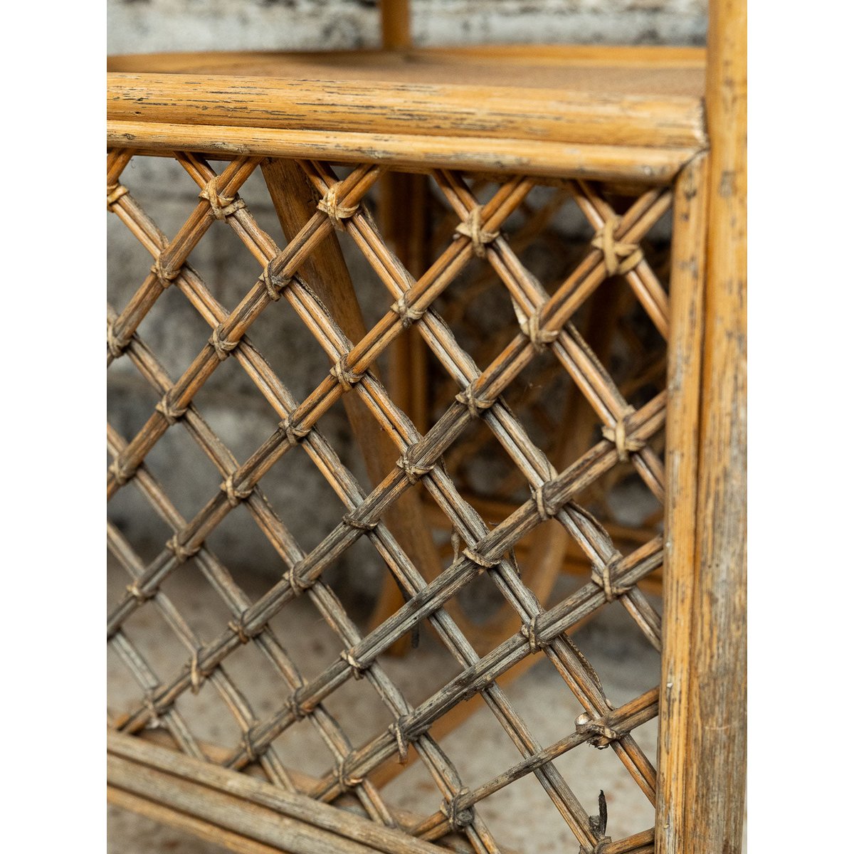 Table d'appoint en rotin Francine N°1483 - Bon état beige, DEBONGOUT