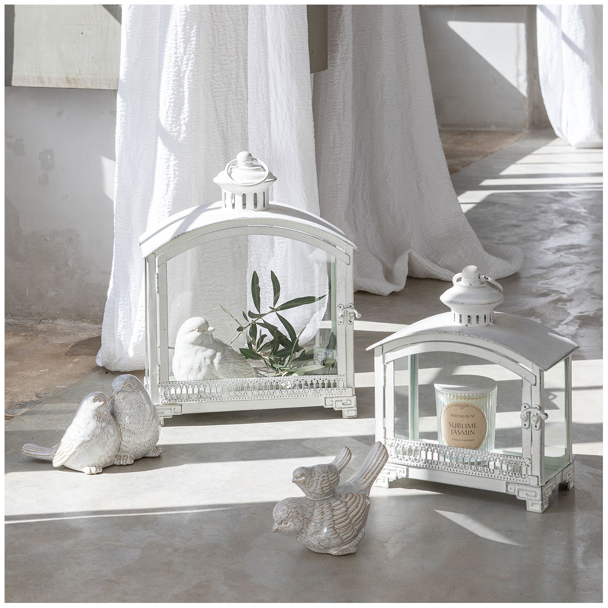 Lanterne Marie en métal blanc, MATHILDE M