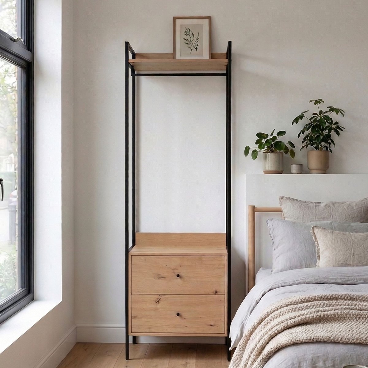 Dressing ouvert bois et métal bois clair, TERRE DE NUIT