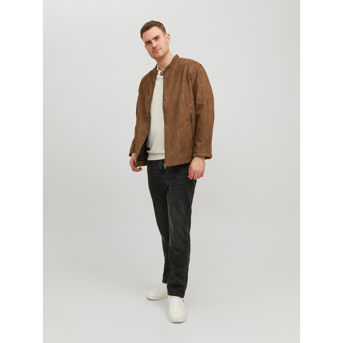 Veste De Motard En Simili-Cuir Plus Size Veste de motard en simili-cuir cognac, JACK & JONES
