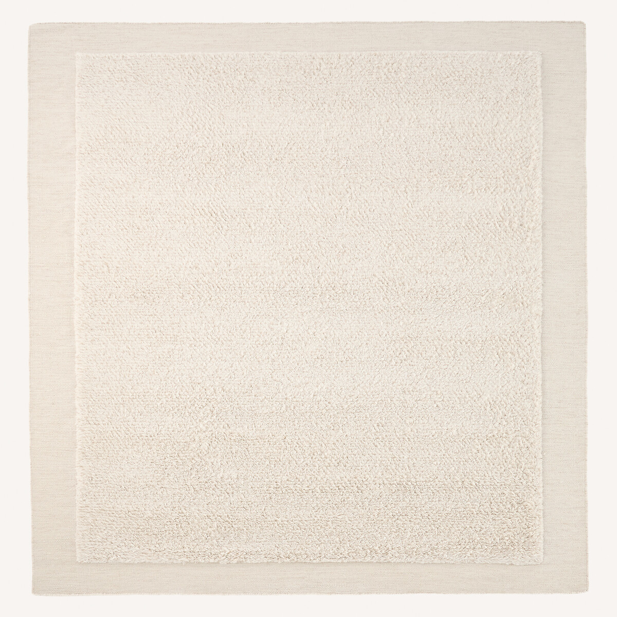 Tapis carré noué à la main, en laine, EDGI craie, AM.PM