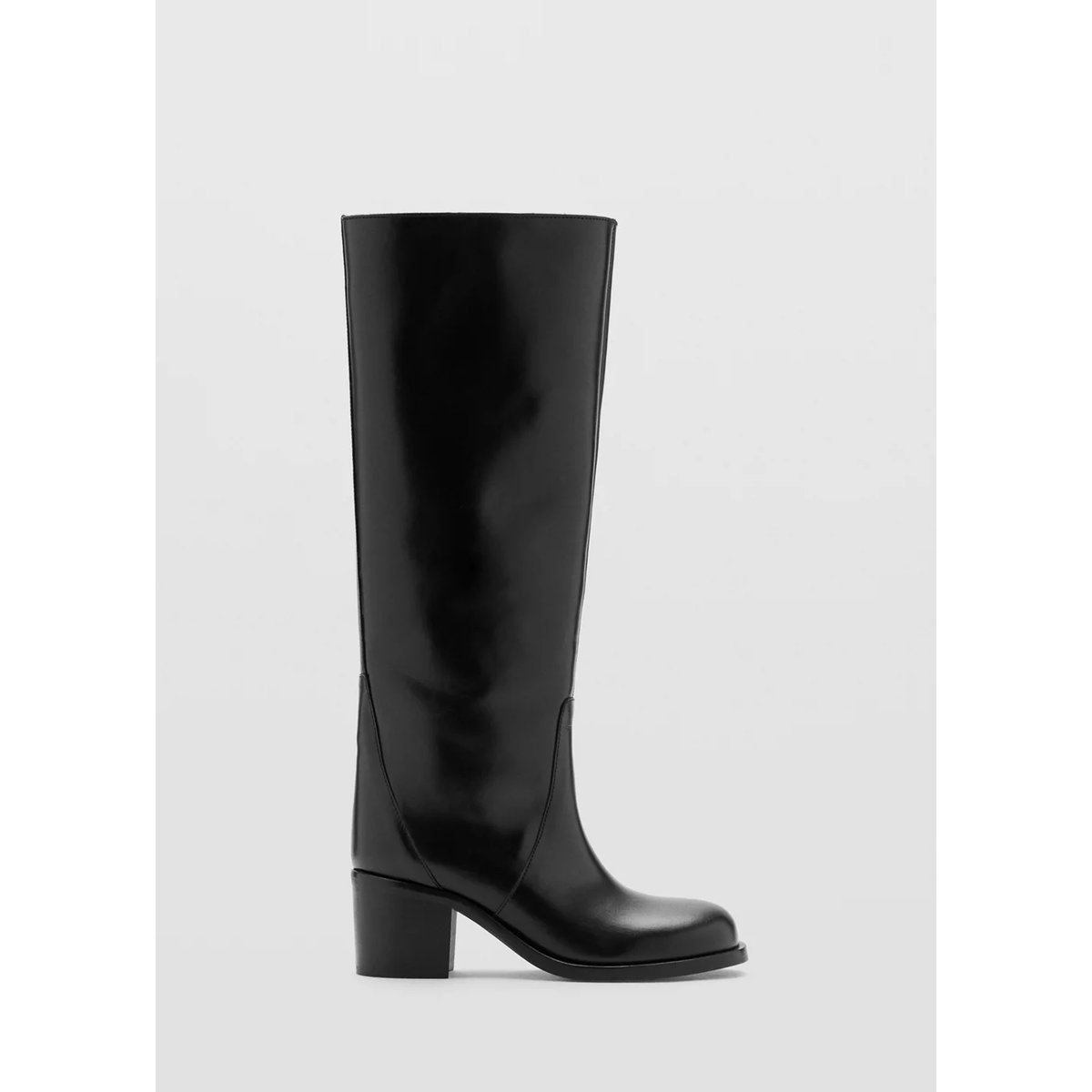 Bottines 100 % cuir talon noir, MANGO