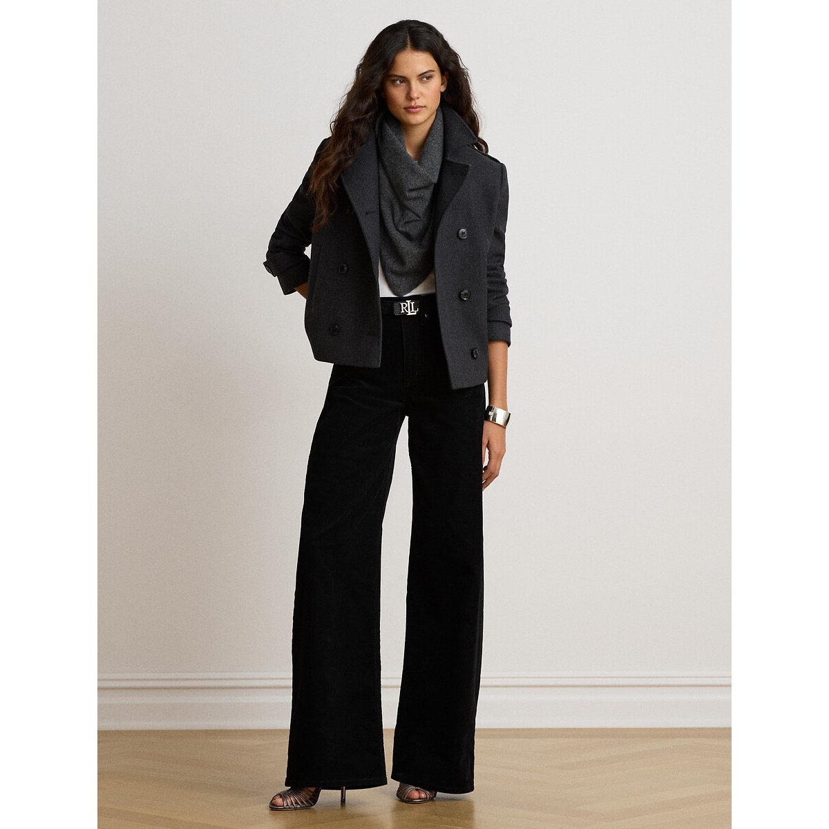 Cappotto corto a doppio petto grigio, LAUREN RALPH LAUREN