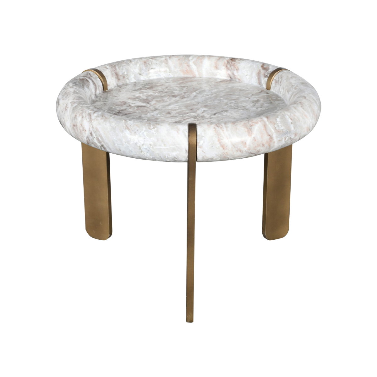Petite table basse en marbre et métal PROSPER beige, SIGNATURE