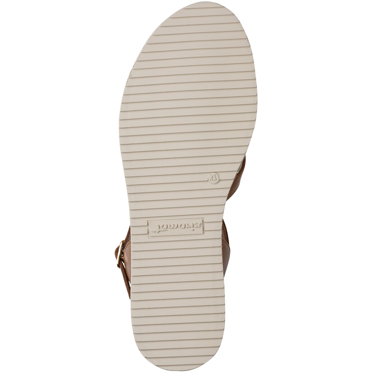 Sandales compensées en cuir cognac, TAMARIS