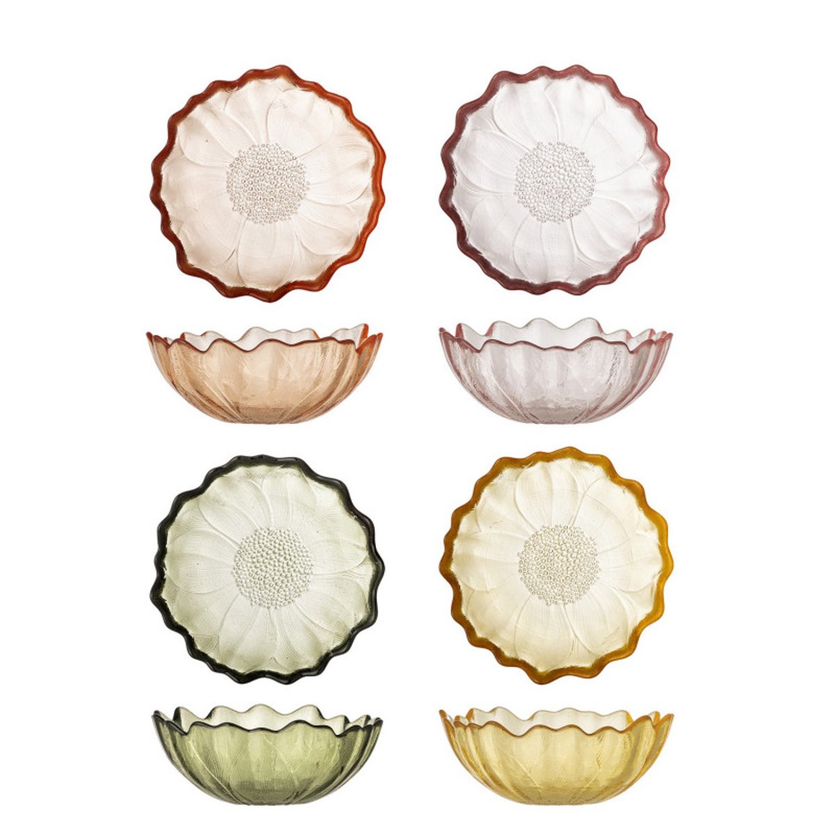 Petits bols verre fleur Kana set de 4 multicolore, BLOOMINGVILLE