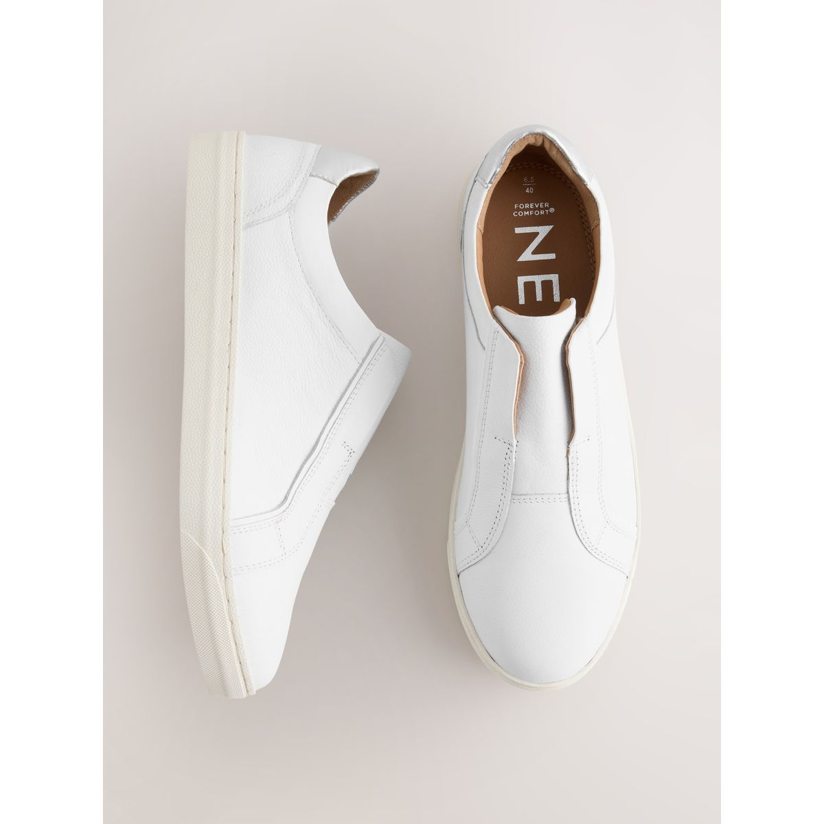 Baskets en cuir à enfiler forever comfort blanc/rose, NEXT