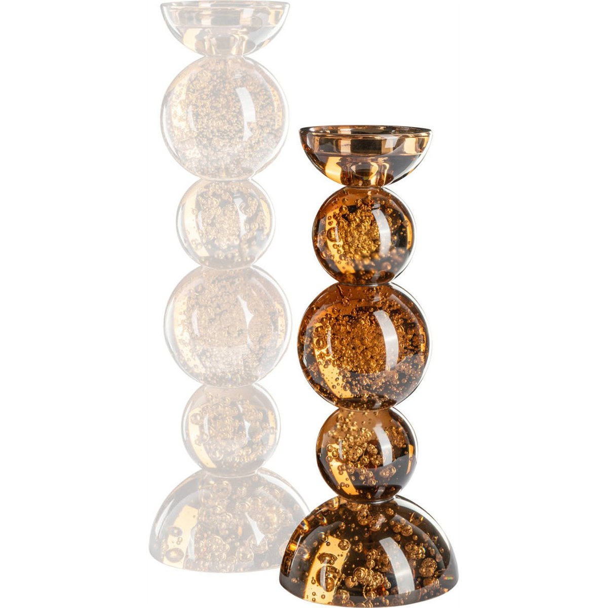 Bougeoir en verre sculptural brun ambré, RECOLLECTION