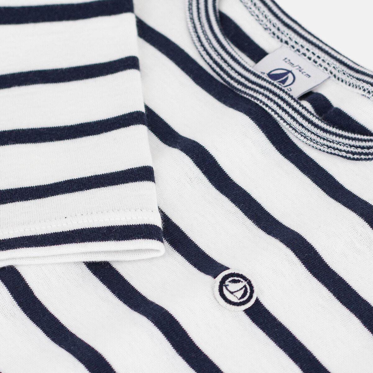 T-shirt manches longues à rayures rayé blanc bleu, PETIT BATEAU