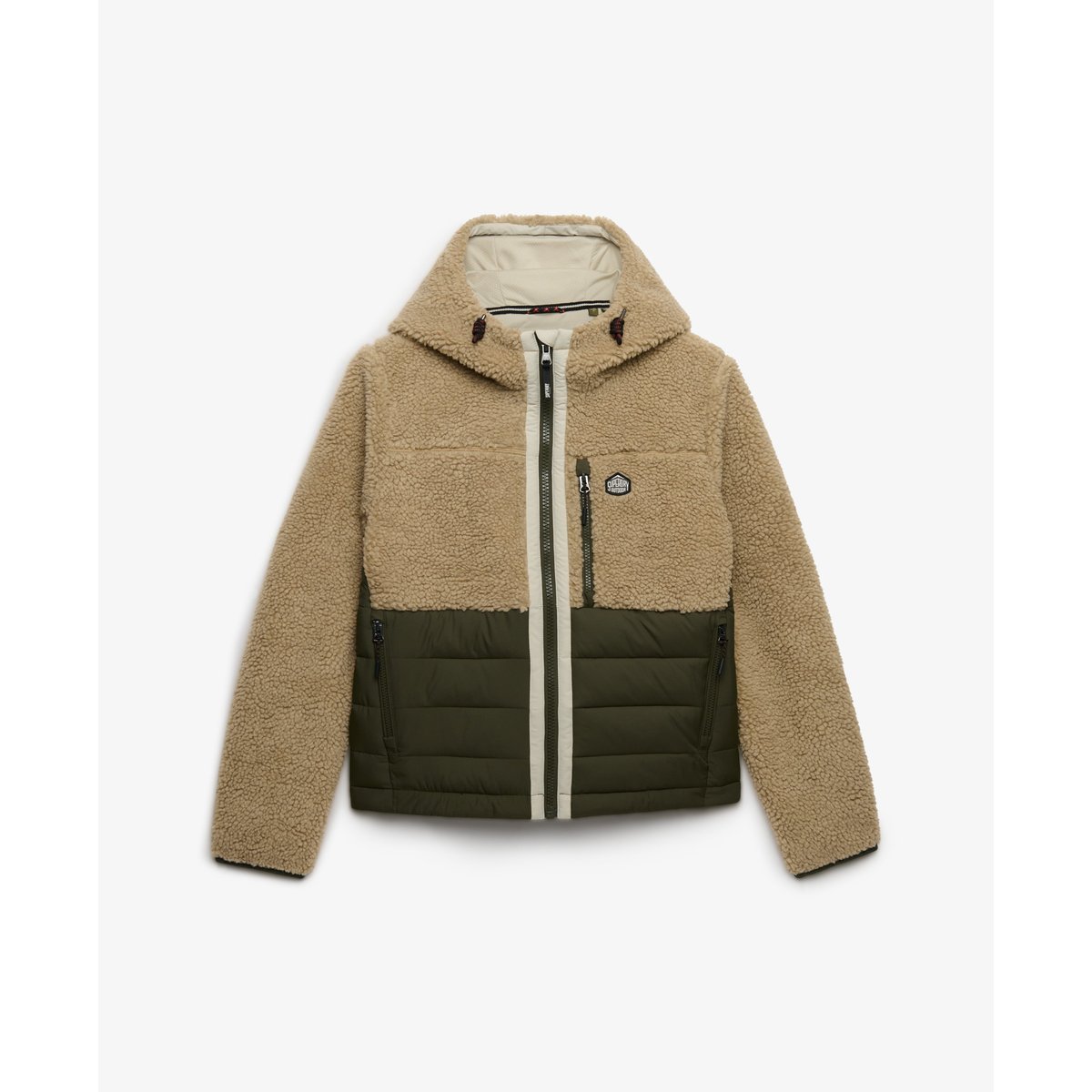 Veste Hybride Matelassée Outdoor Borg poivre blanc chiné, SUPERDRY