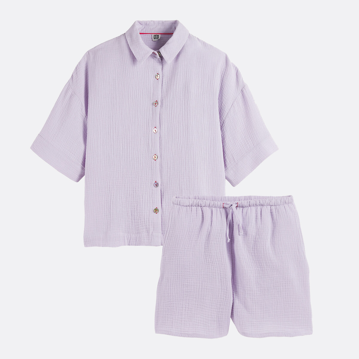 Pyjashort en gaze de coton, Signature MARGOT lilas, LA REDOUTE COLLECTIONS