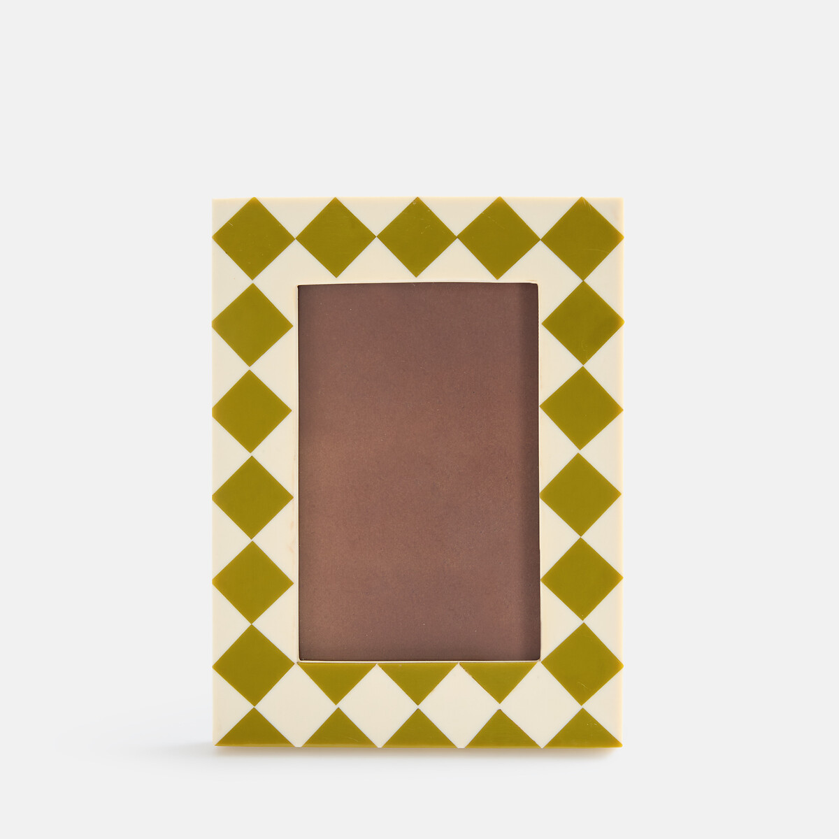 Cornice in resina, motivo a grandi rombi, 15 x 20,5 cm, LEIHO verde/écru, LA REDOUTE INTERIEURS