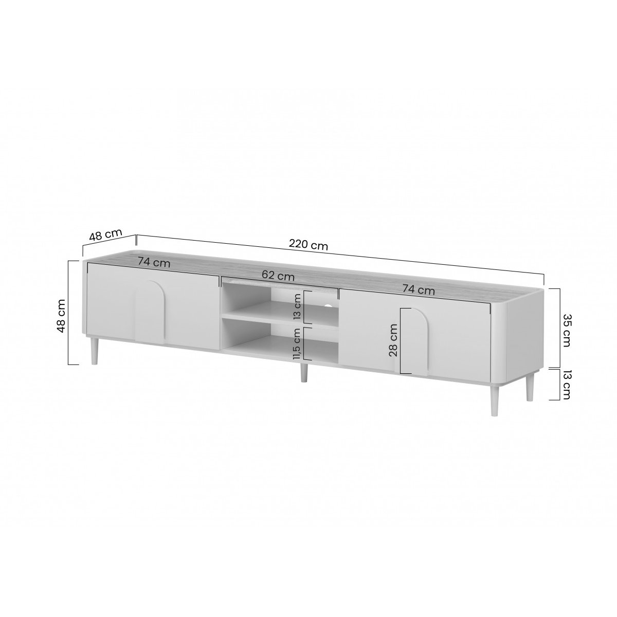 Meuble TV 220 cm , ENYRA vert, BOBOCHIC