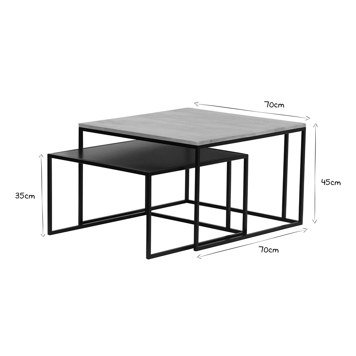 Tables basses design gigognes carrées (lot de 2) TAHL naturel, MILIBOO