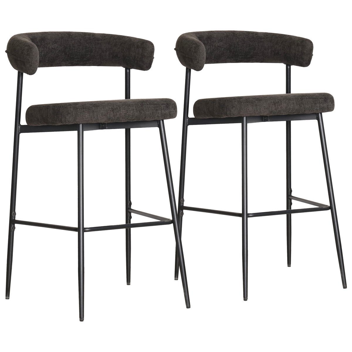 Tabourets de bar en tissu, lot de 2, Théa, THÉA noir, HAPPY GARDEN