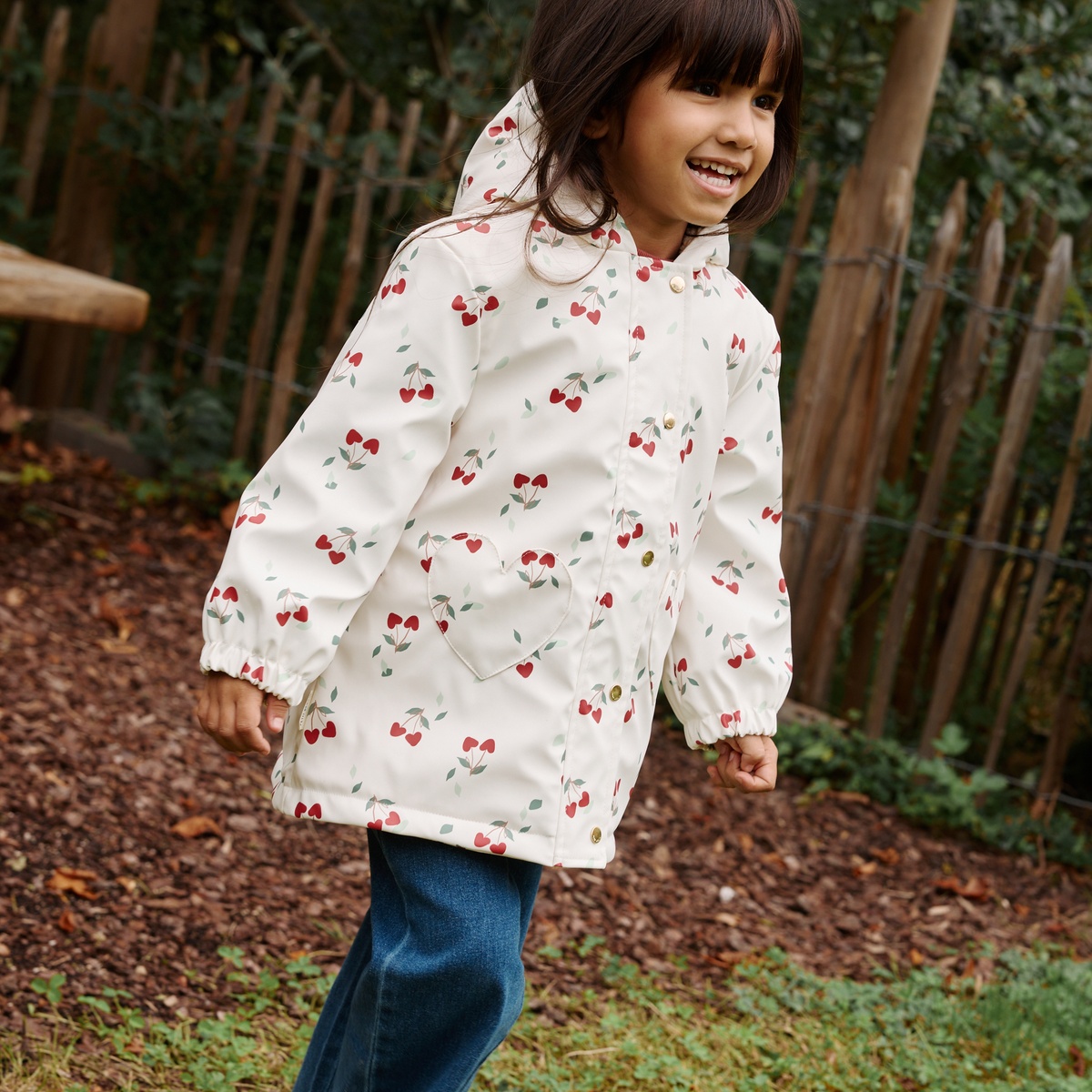 Manteau enfant imperméable doublé sherpa avec capuche Louise ecru, PETIT BEGUIN