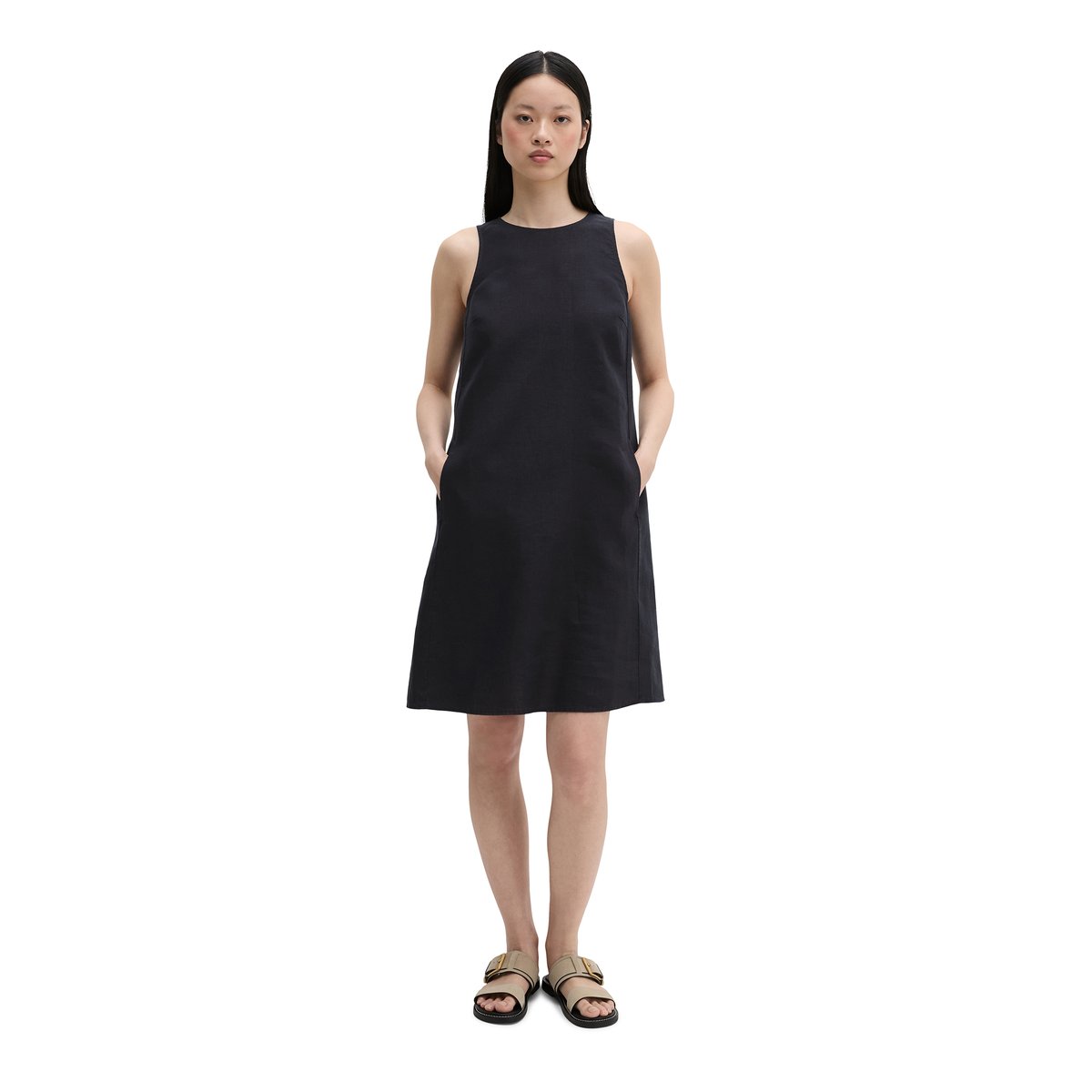 Robe fourreau en lin shaped avec poches bleu foncé, MARC O'POLO