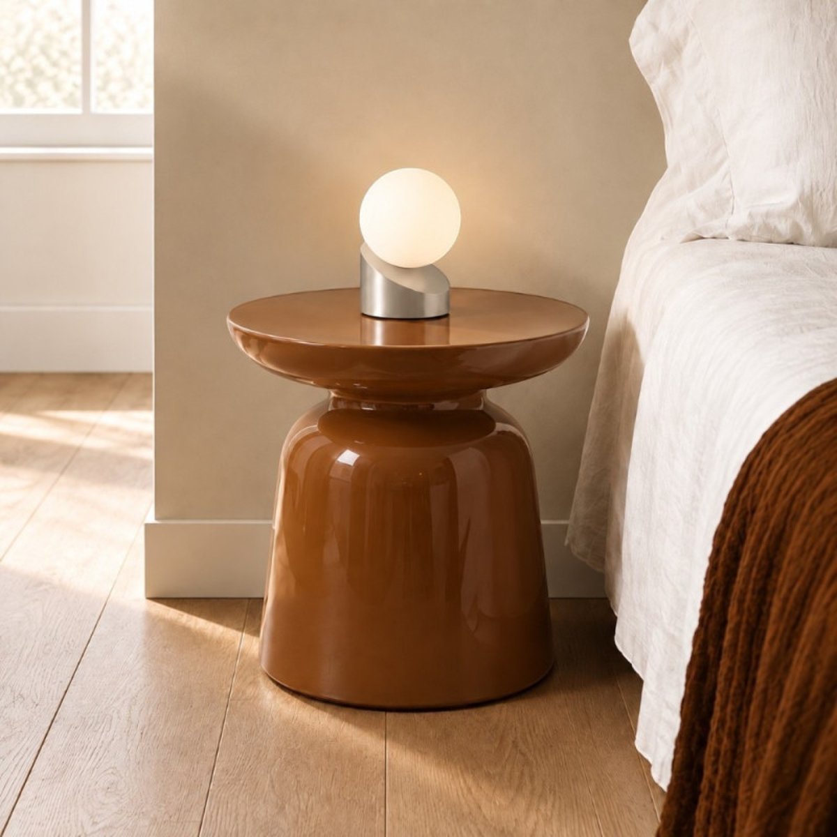 Lampe De Chevet Tactile Verre Et nickel Mat Moon nickel mat, MILLUMINE