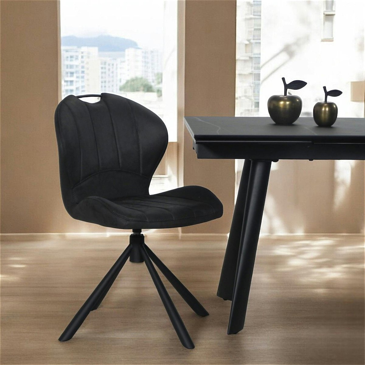 Chaise pivotante anthracite avec dossier courbe, (lot de 2) LOMBARDIE anthracite, PIER IMPORT