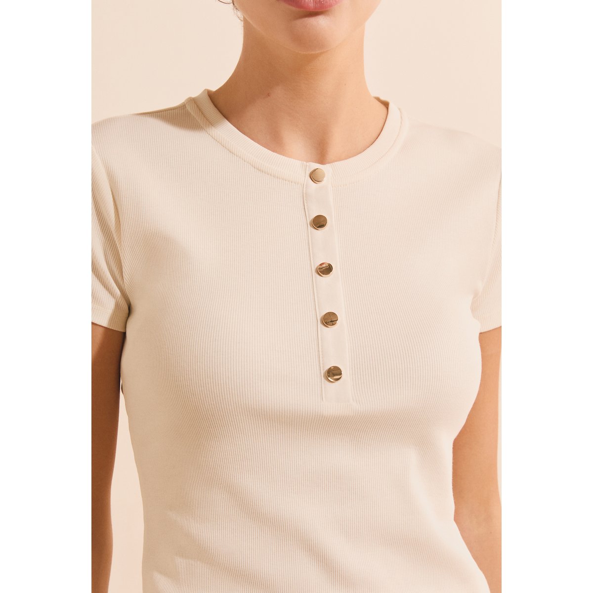 T-shirt manches courtes en coton ABBY dune, ETAM