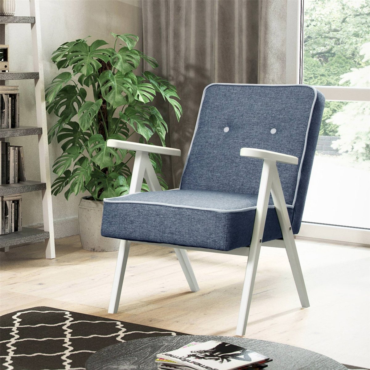 Fauteuil rétro MIDCENTURY bleu gris clair, RECOLLECTION