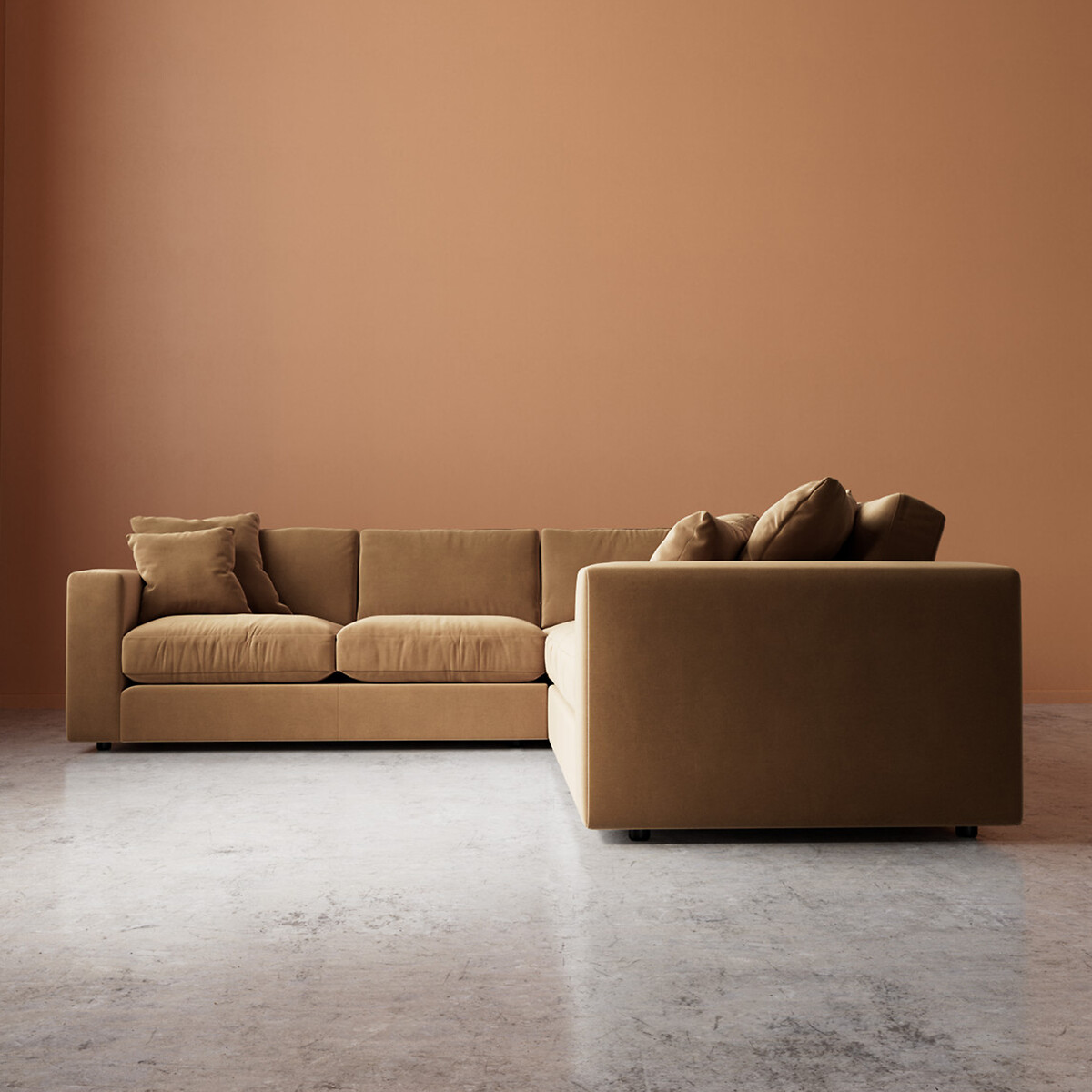 Althaea Easy Velvet Corner Sofa biscuit, SWOON