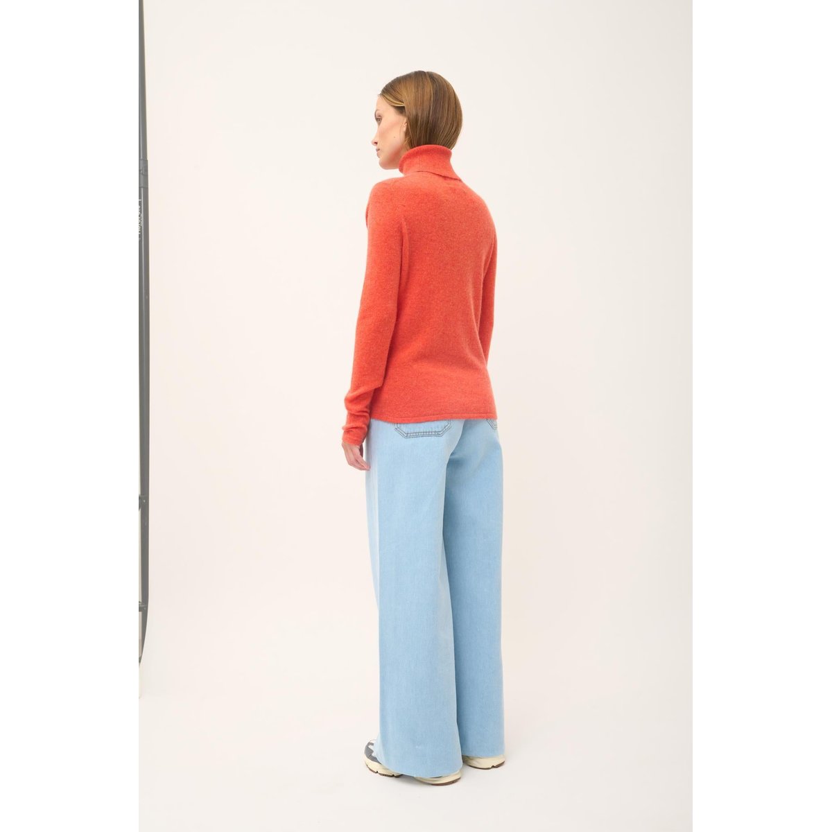 Pull Col Roulé Orange Chiné Ava orange, JUST CASHMERE