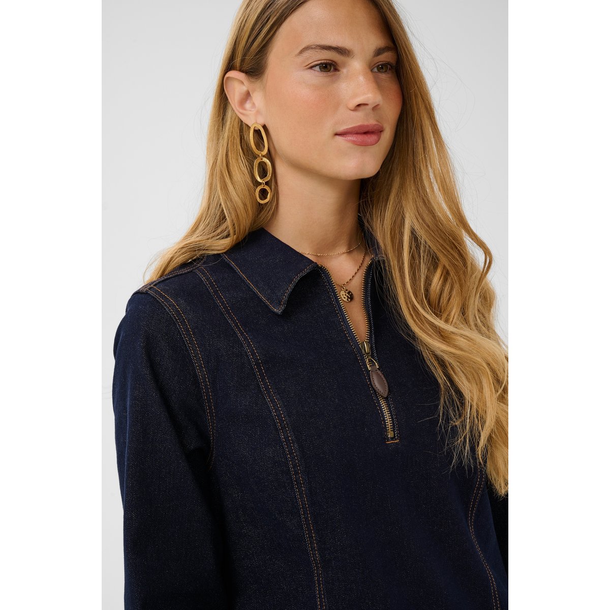 Robe bleu chigaci rinse blue denim tobac, CREAM