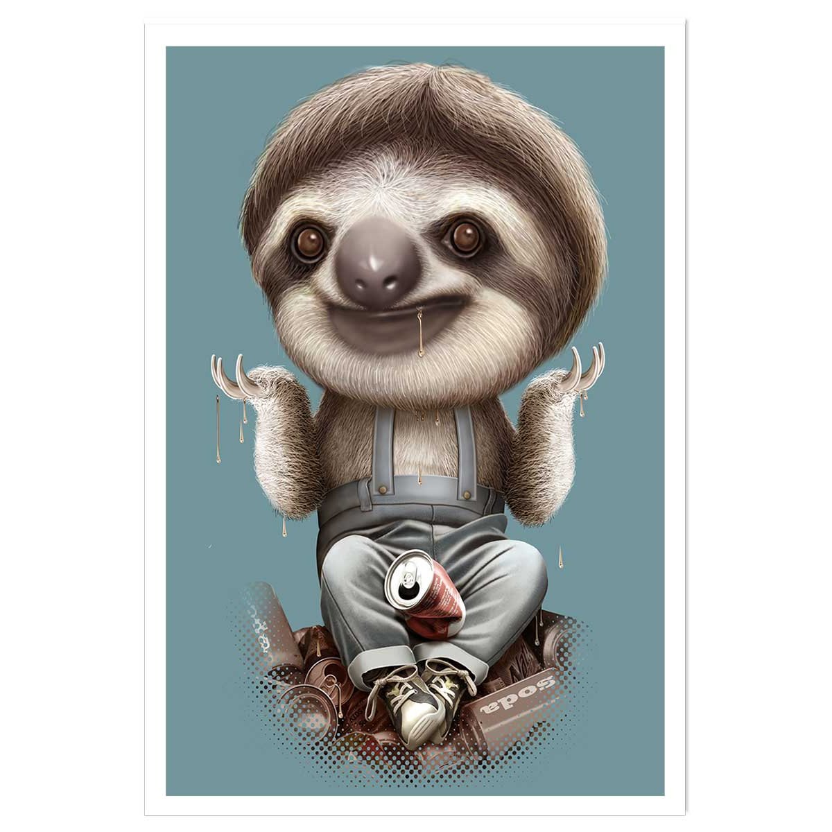 Affiche enfant les paresseux s'en fichent affiche seule, HEXOA
