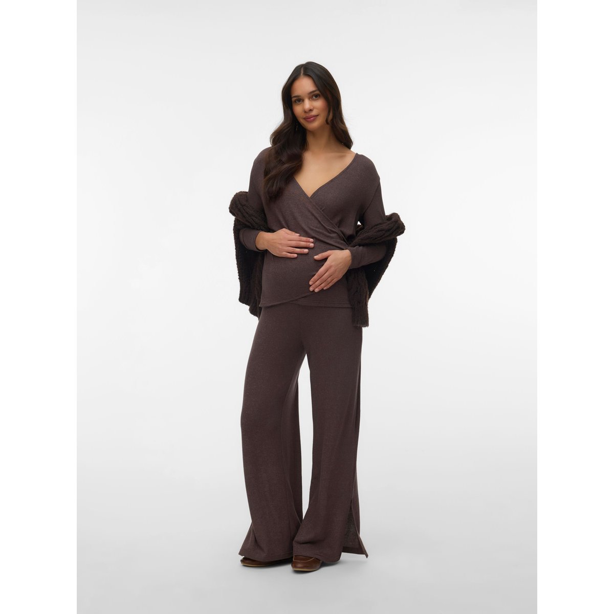 Pantalon À Jambe Large marron - chocolate brown 1, MAMA LICIOUS