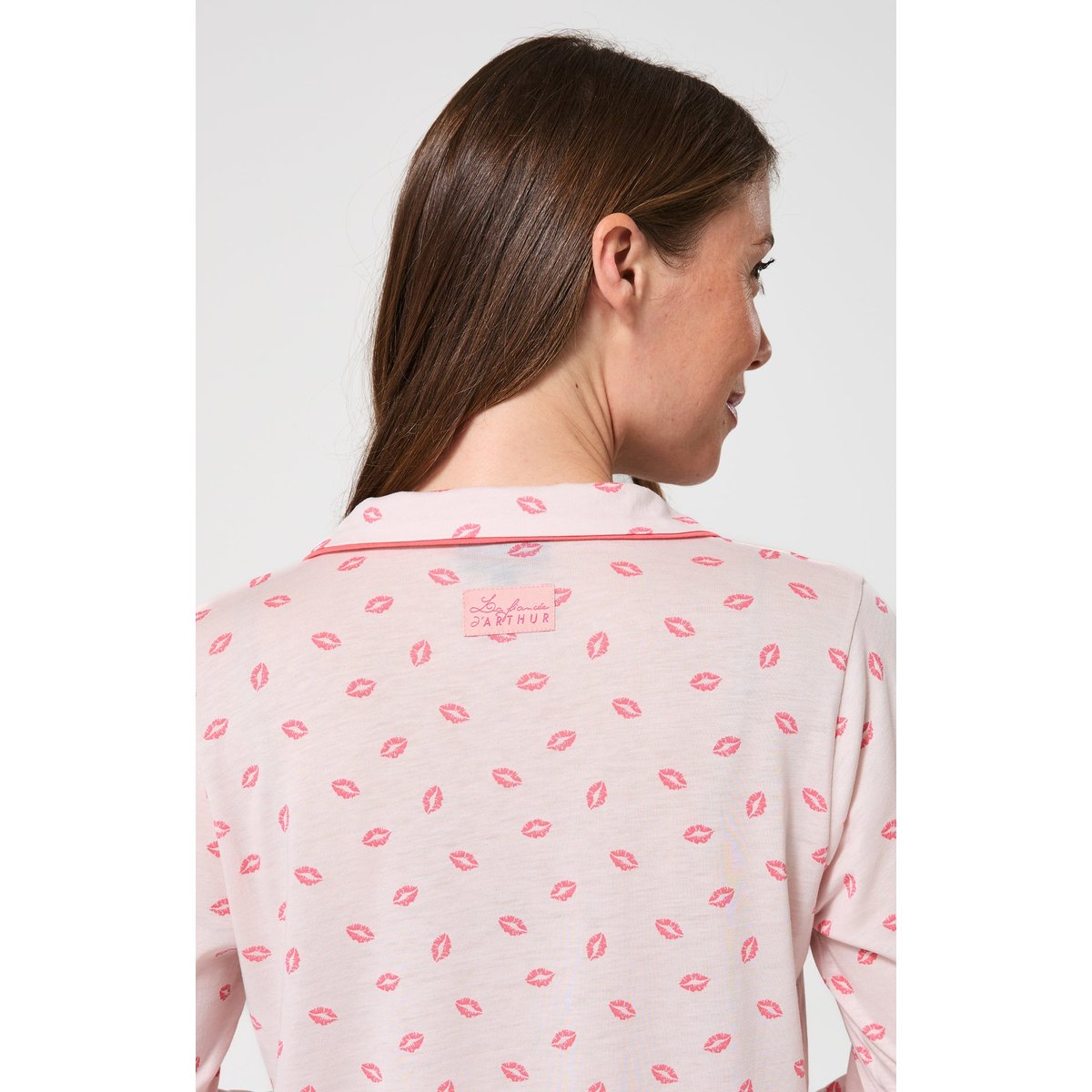 Pyjama boutonné en lyocell imprimé Kiss nude, ARTHUR