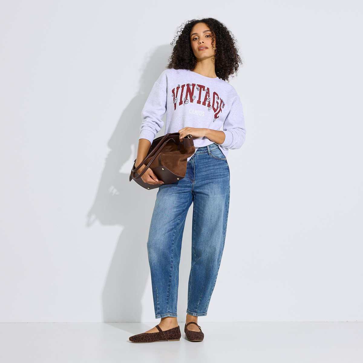 Sweat imprimé Vintage Campus gris, GRAIN DE MALICE