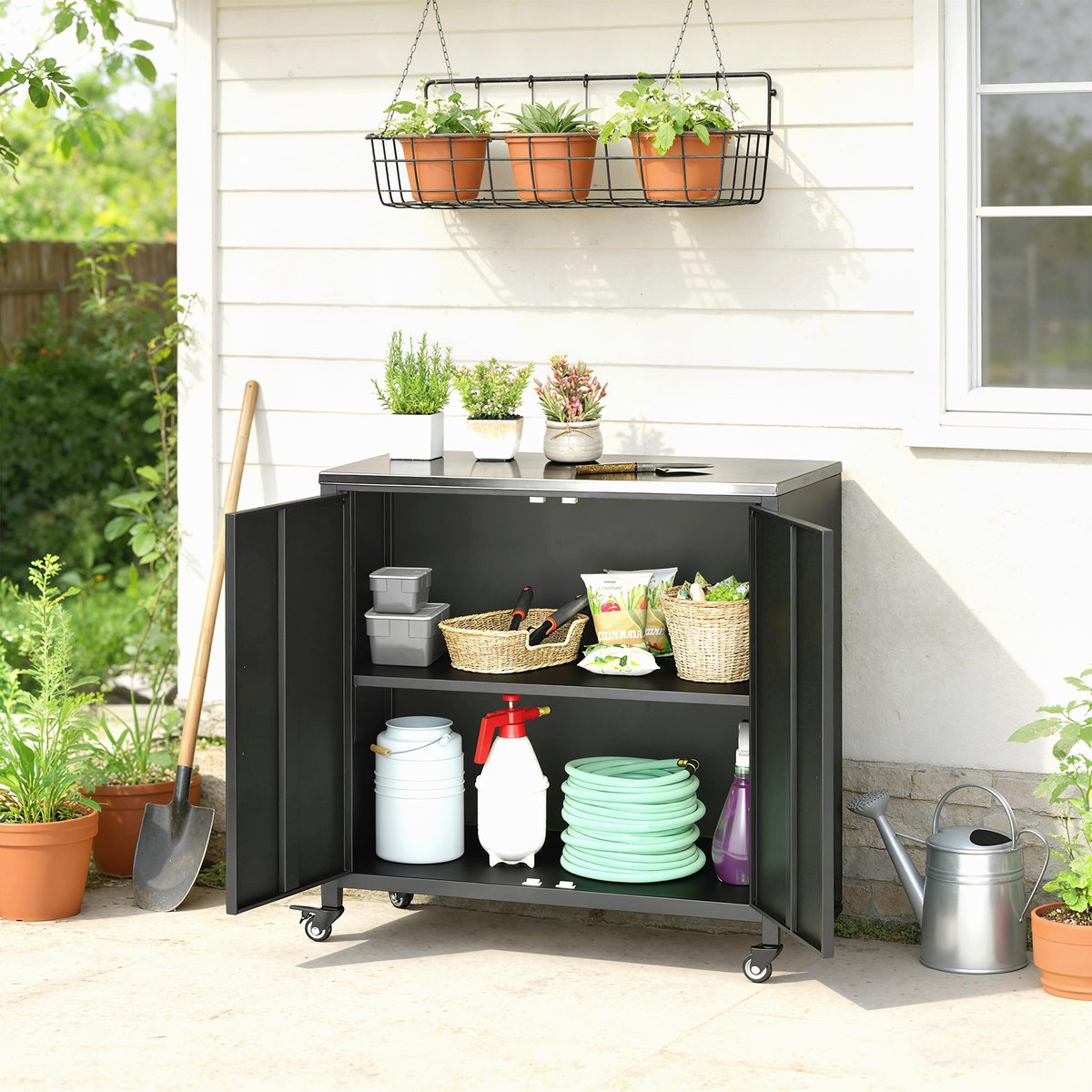 Armoire de rangement d'extérieur Métal Noir noir, OUTSUNNY