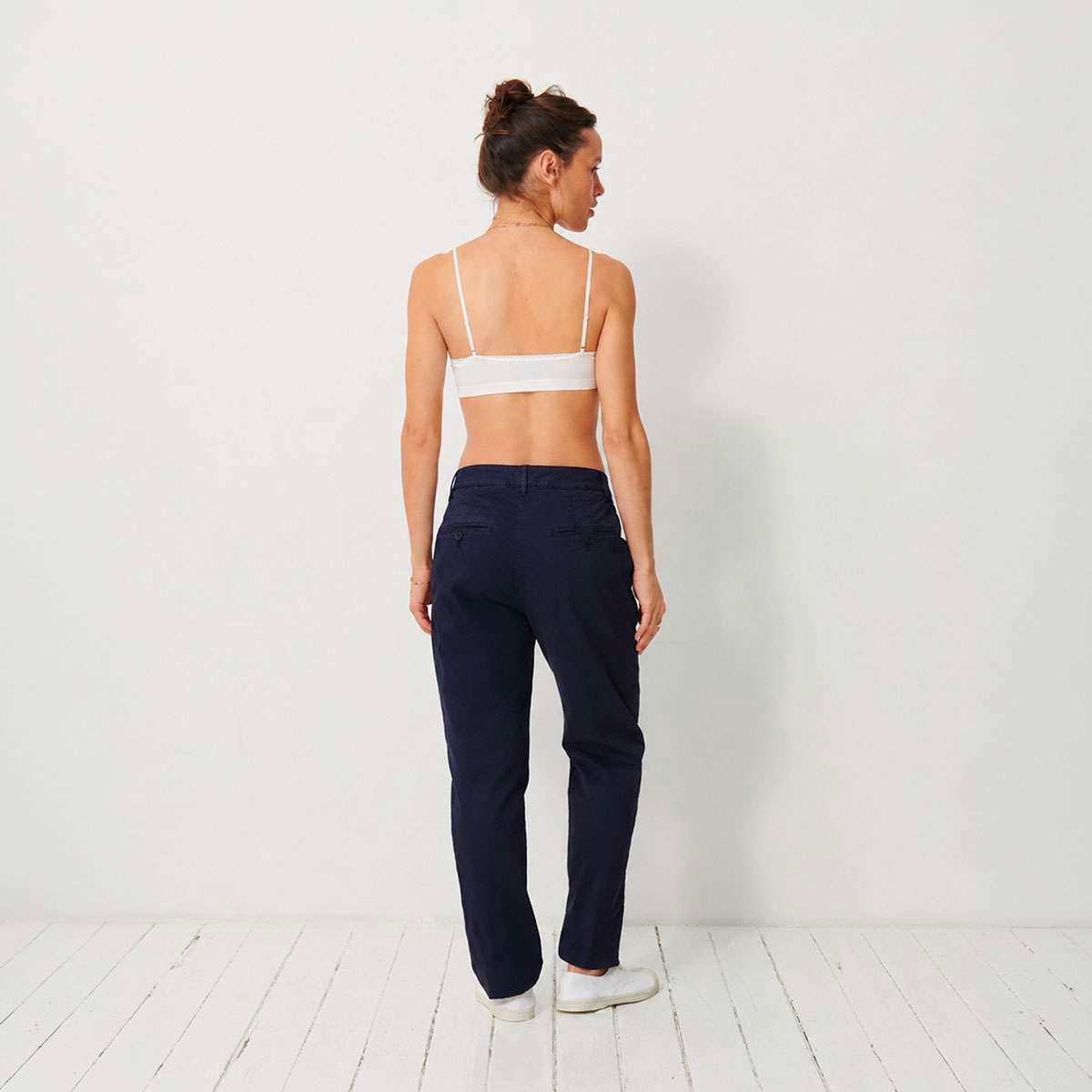 Pantalon droit en coton GEGONIA bleu nuit, BENSIMON