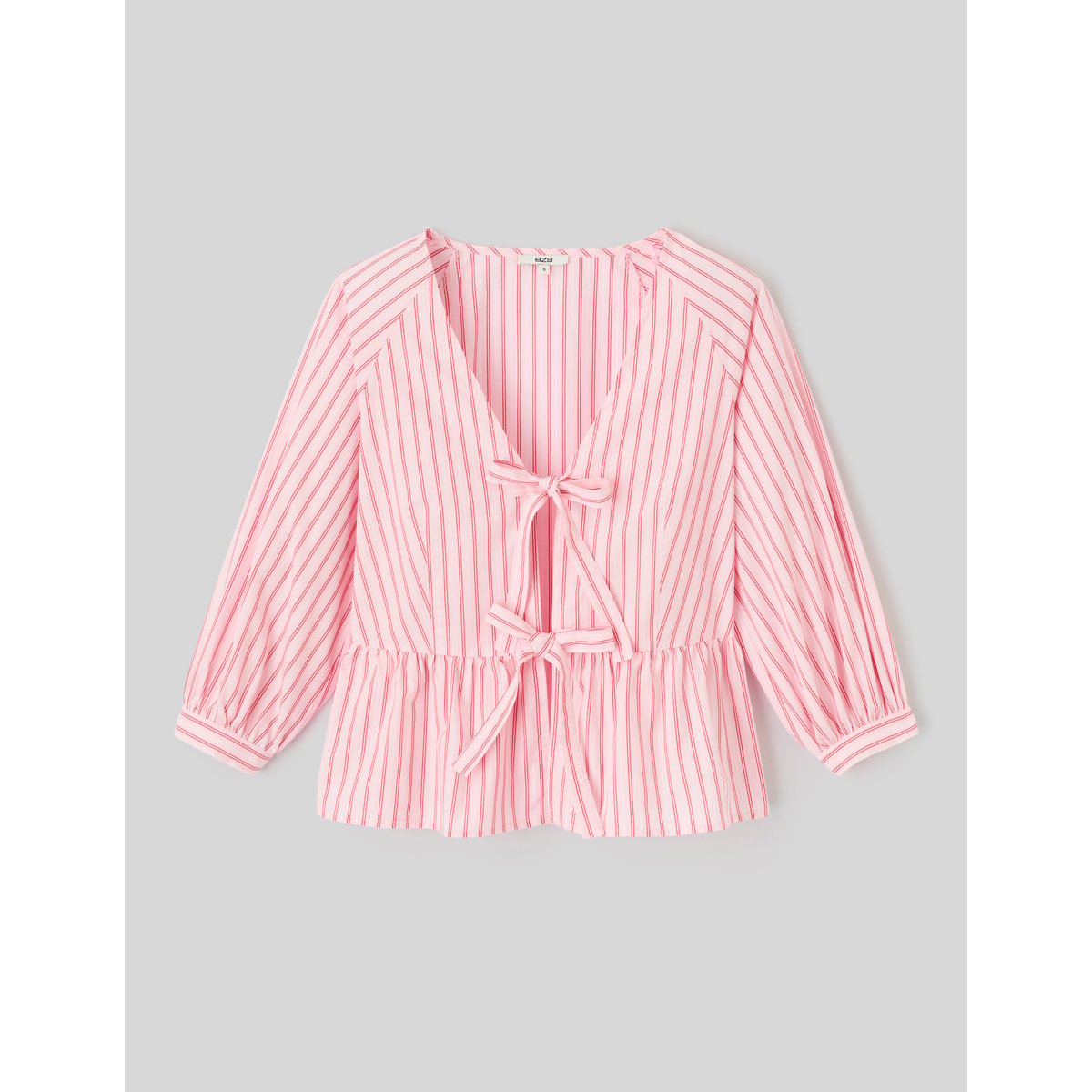 Blouse rayée à nouer rose pâle, BZB
