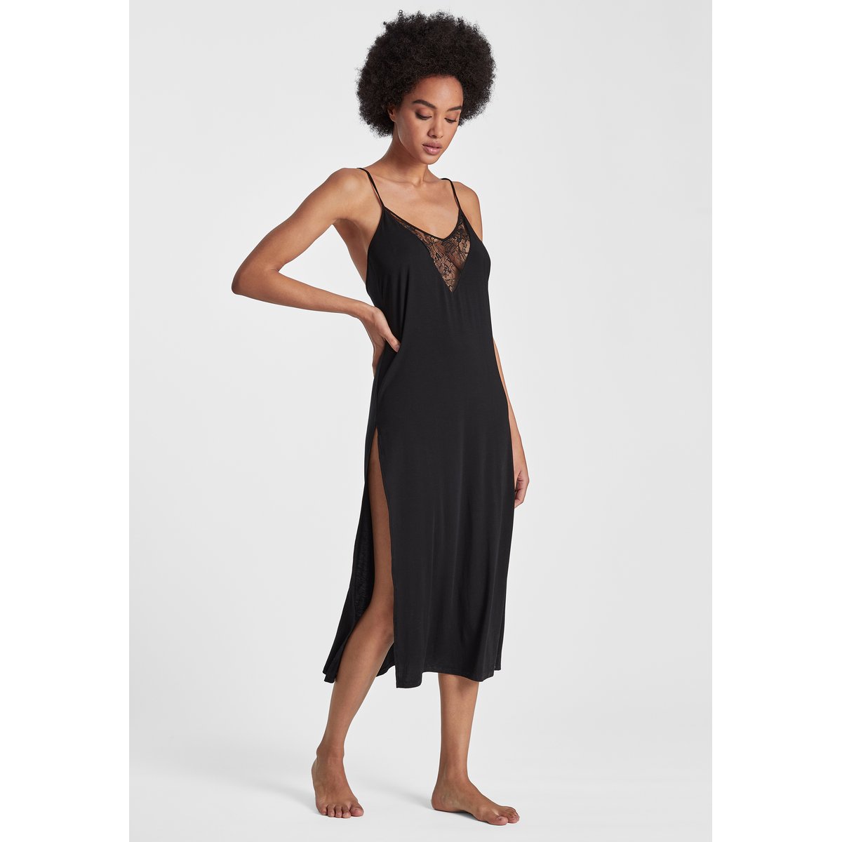 Nuisette longue Lazy Days noir, AUBADE