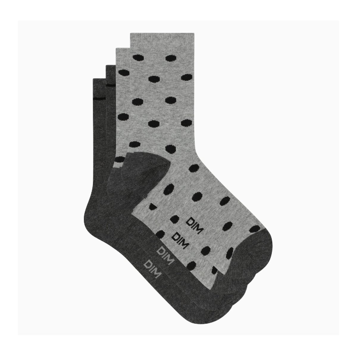 Lot de 2 paires de chaussettes Coton Style gris, DIM