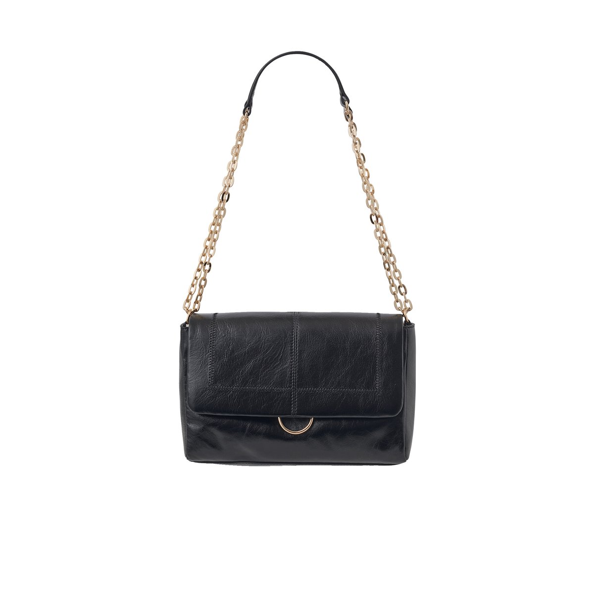 Sac épaule cuir STELLA noir, CAROLL