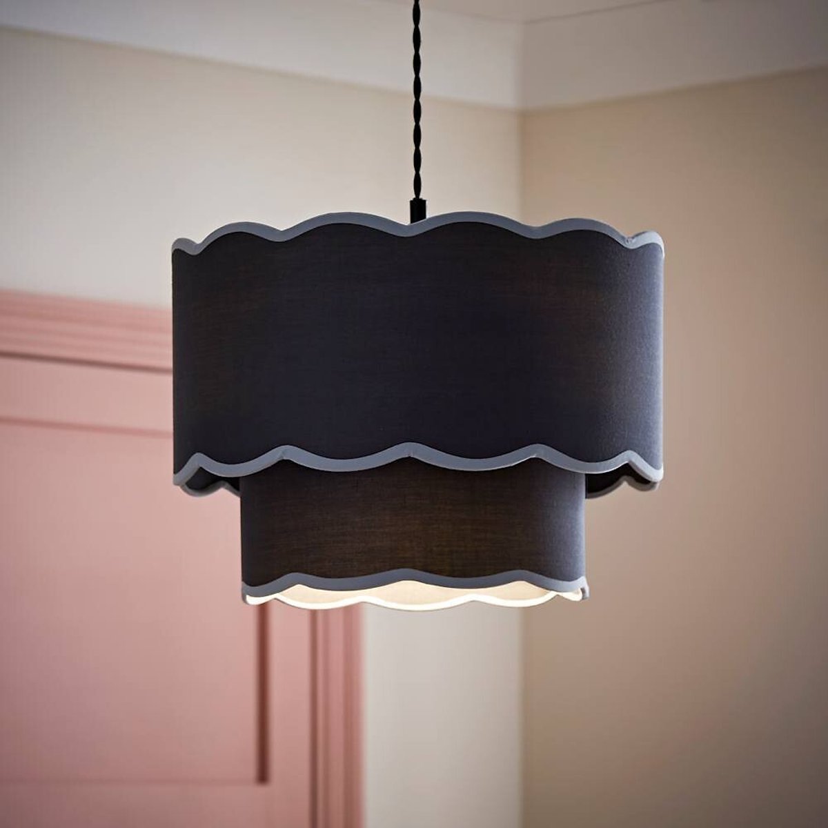 35cm Skylar 2-Tier Scalloped Shade blue, SO'HOME