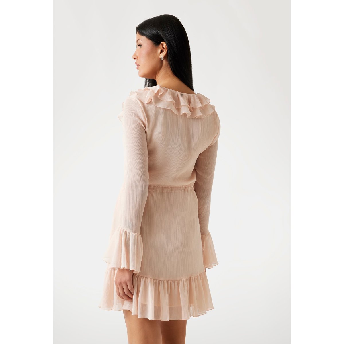 Mini Robe Volantée rose poudré, GUESS
