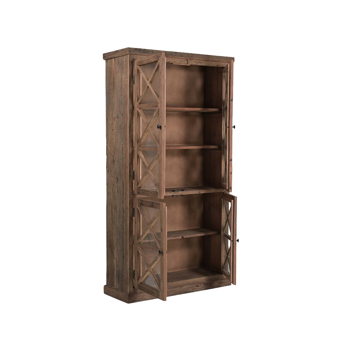 Vitrine en bois recyclé CAPUCINE bois foncé, MADE IN MEUBLES