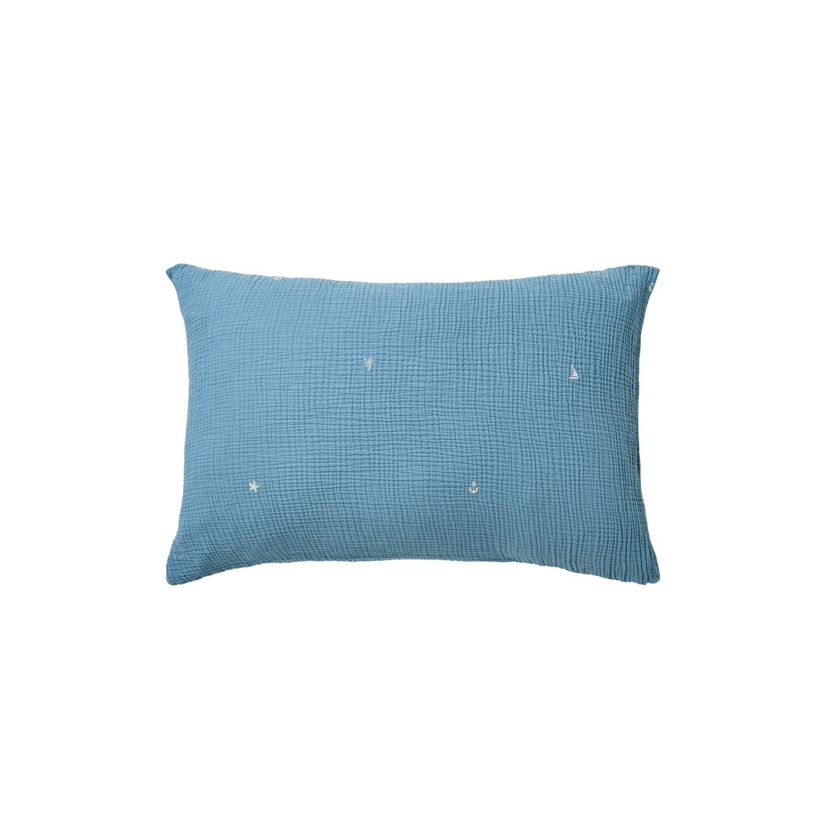 Taie d'oreiller rectangulaire gaze de coton ZÉPHIRE baltique marin, CARRE BLANC