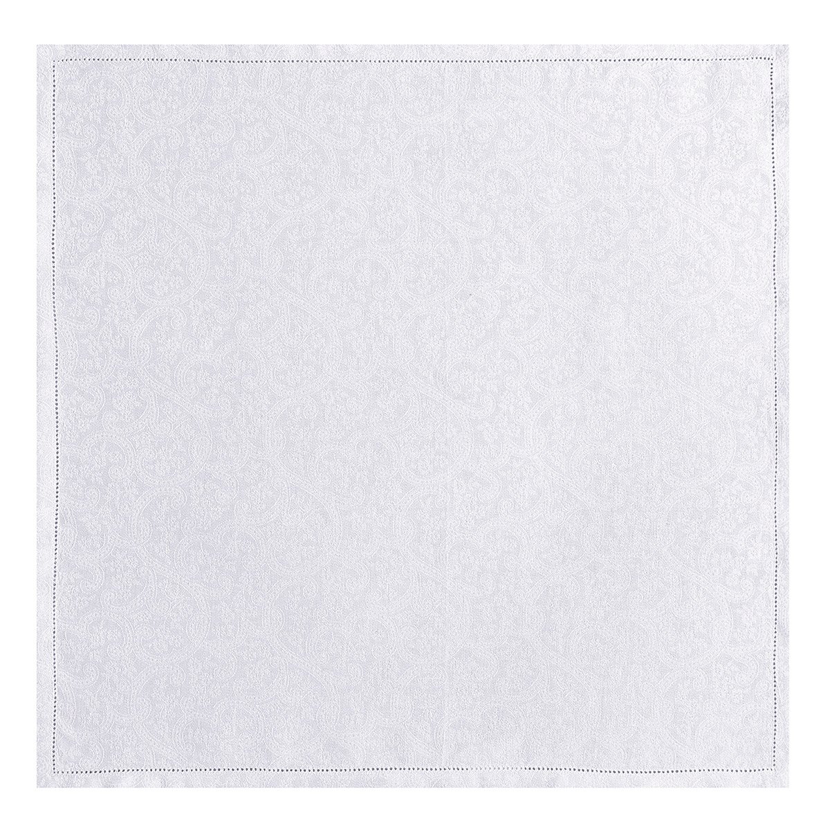 Serviette de table en Lin, PORTOFINO FIORI bianco, LE JACQUARD FRANCAIS