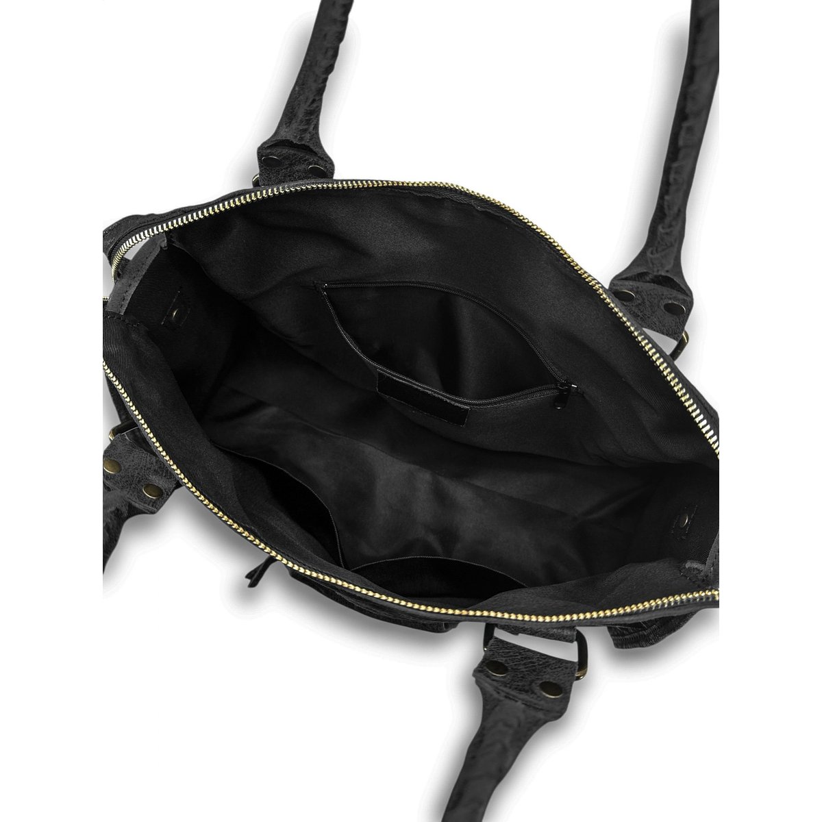 Sac à main en cuir italien brossé mat SANDSTORM NOIR noir mat, OH MY BAG