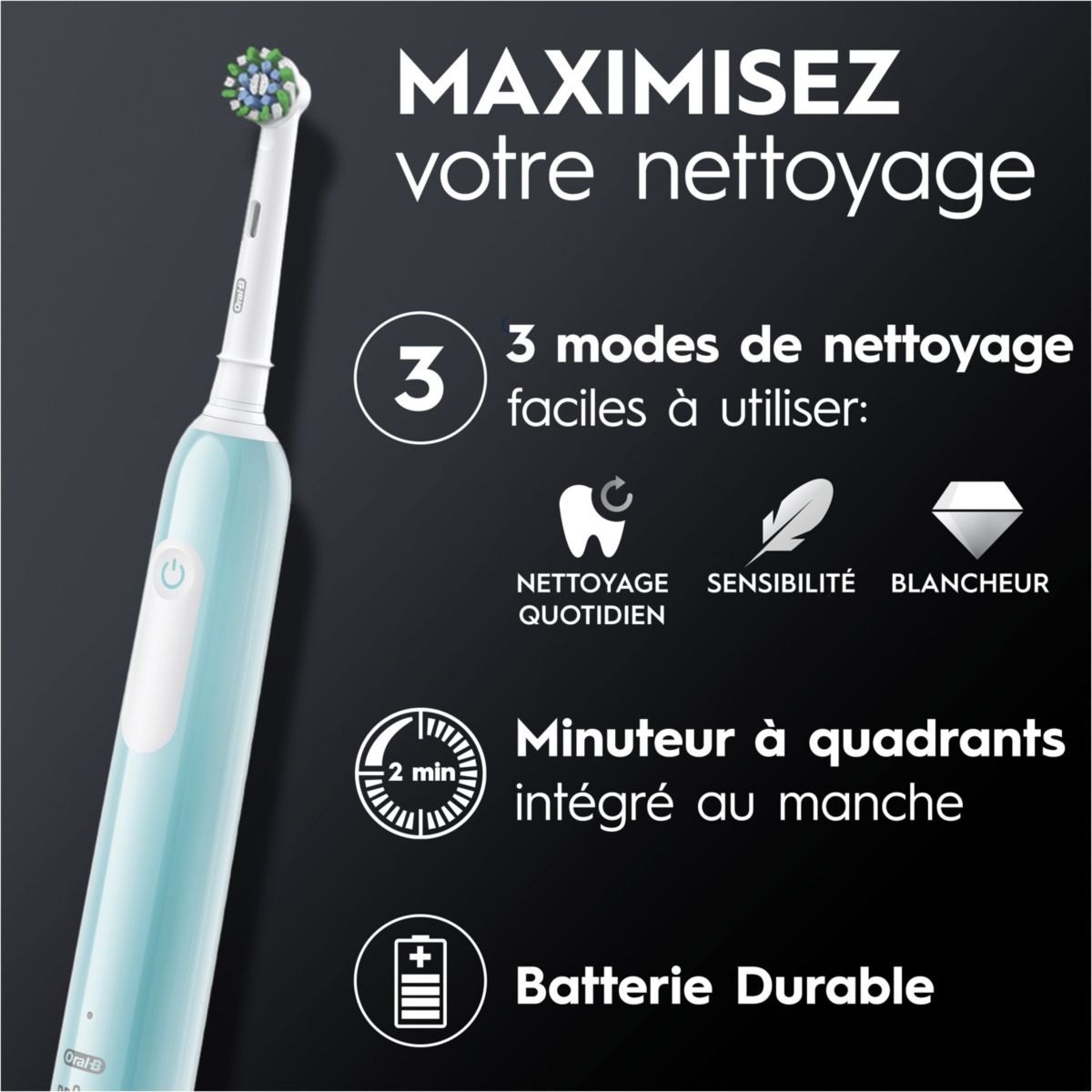 Brosse à dents électrique Pro 1 Bleue Sensitive Clean couleur unique, ORAL B