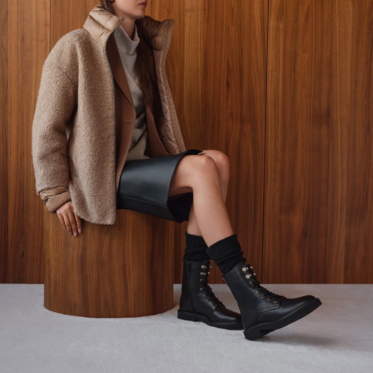 Bottines lacées en cuir, NORIZE noir, GEOX