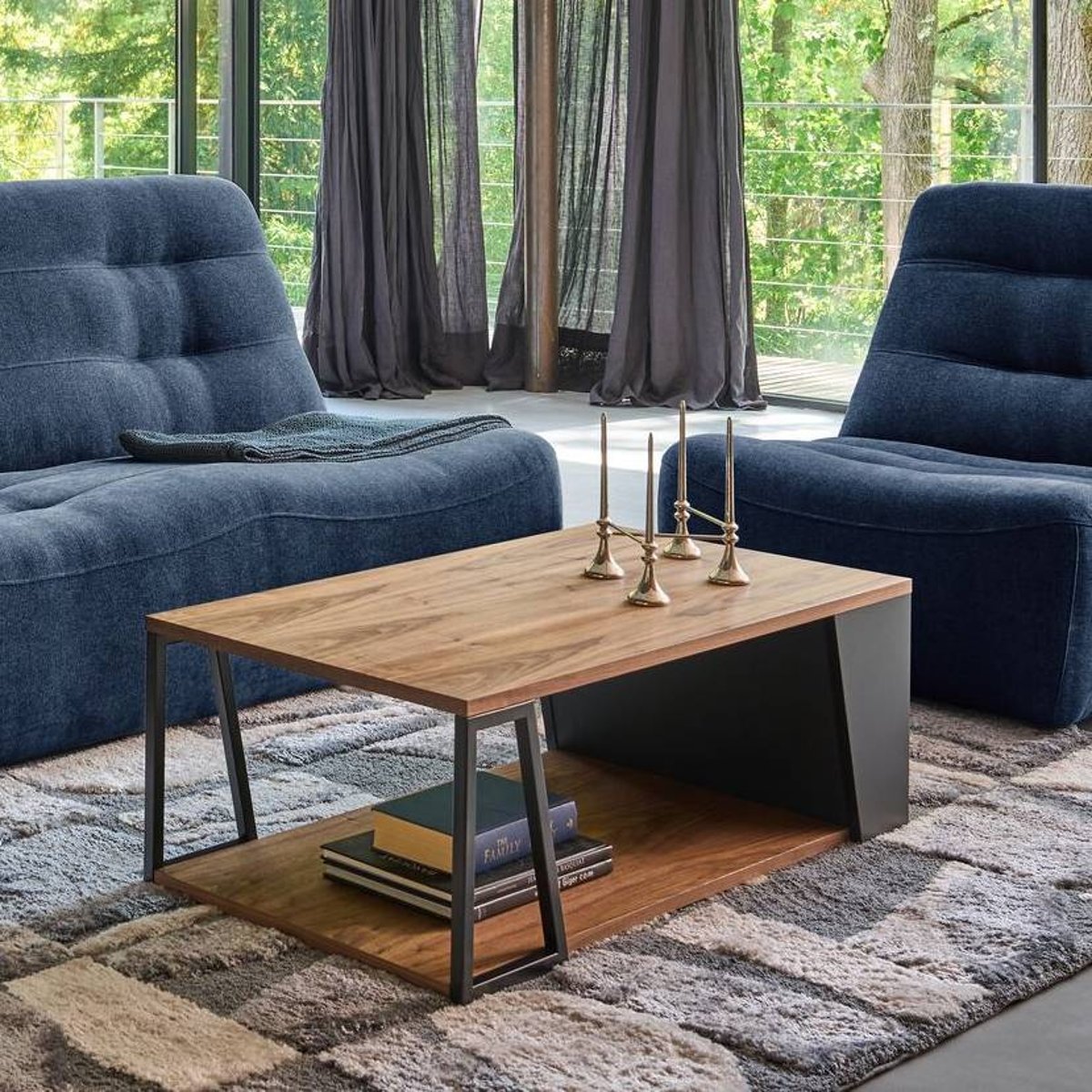 Table basse - ALBI noir/noyer, CAMIF