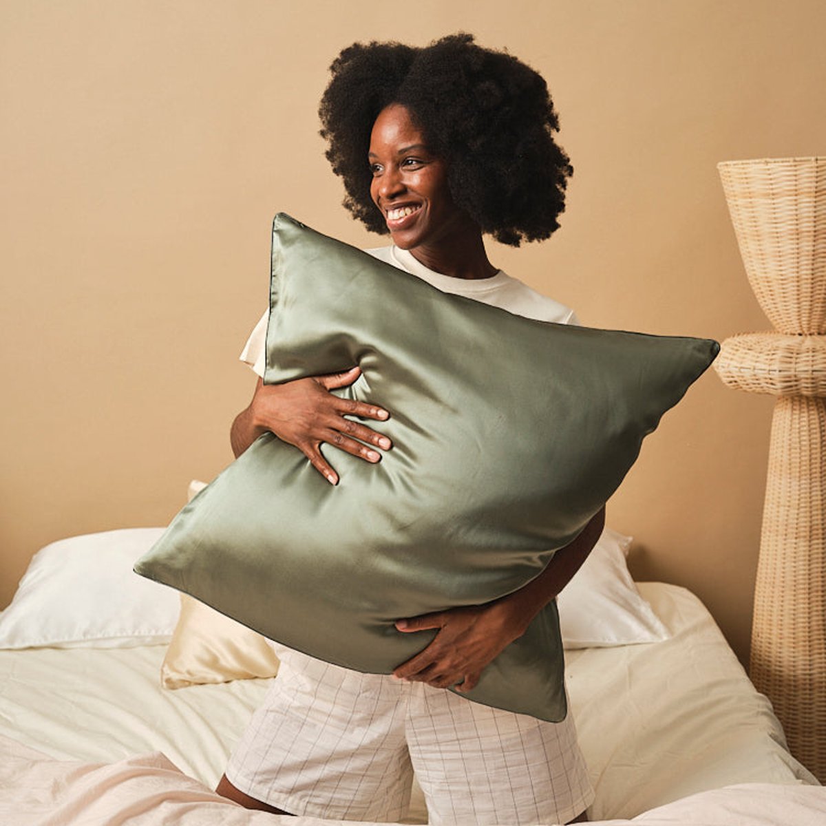 Taie d'oreiller 100% pure soie de mûrier vert sauge, EMILY'S PILLOW