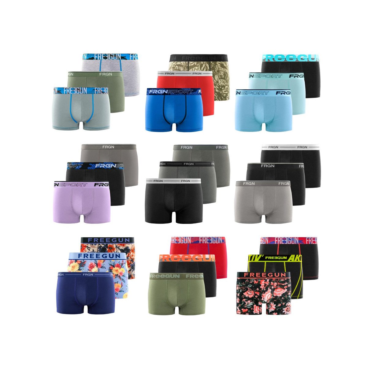 Lot De 6 Boxers Surprise Coton aléatoire, FREEGUN
